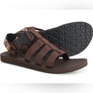 Teva mens Original Dorado Sandal brown Aztec orange patterned heel size 42 /men9